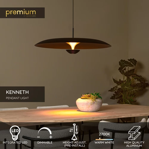 Lucide KENNETH - Pendant light - Ø 80 cm - LED Dim. - 1x22W 2700K - Black | Premium - USP